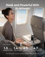 ⁦Anker Zolo Power Bank (25K, 165W, Built-In USB-C and Retractable Cable) High-Speed Portable Charger, 1 USB-C, 1 USB-A, Battery Pack for iPhone 16/15/15 Pro/15 Pro Max/15 Plus, MacBook (White)⁩ - الصورة ⁦4⁩
