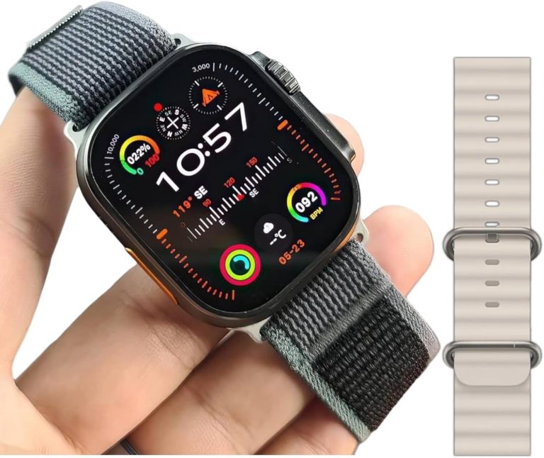 ساعة HK10 الترا 3 الذكية متعددة الوظائف مصممة مثل الترا 2 بشاشة اموليد وحزامين لدعم الساعة الدائمة واللغة العربية غير معكوسة والرد على المكالمات والاتصال قريب المدى ووضع الرياضة وGPT2.0، لون رمادي