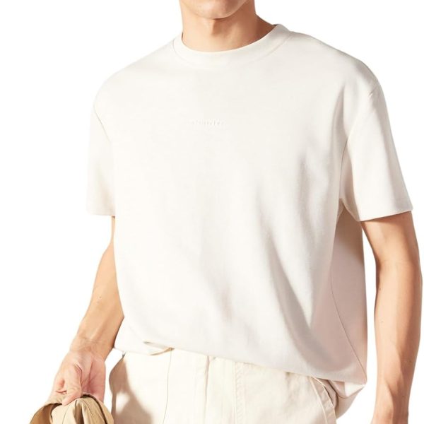 ديفاكتو تي شيرت محبوك بقصة عادية ورقبة دائرية ضيقة واكمام قصيرة للرجال، لون بوردو، مقاس S