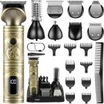 VGR V-106 Professional 6in1 Grooming Kit with LED Display Trimmer 180 min Runtime 16 Length Settings (Gold)
