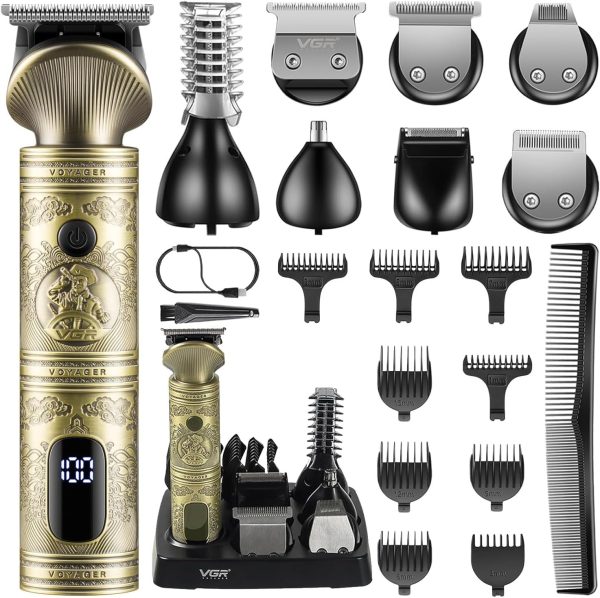 VGR V-106 Professional 6in1 Grooming Kit with LED Display Trimmer 180 min Runtime 16 Length Settings (Gold)
