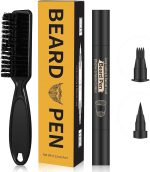 Beauty beast Beard Pencil Filler for man Water Proof Beard pen and beard brush Long Lasting Coverage Natural Finish, Male Mustache Repair Shape, Effective Enhance Facial Hair（BLACK）