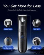 ⁦VIKICON Electric Body Trimmer and Shaver for Men, Body Groomer for Groin&Ball w/Light, Pubic Hair Trimmer Replaceable Ceramic Blade IPX7 Waterproof Wet/Dry, Lightweight Male Razor USB Type-C Charging⁩ - الصورة ⁦2⁩