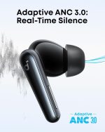 ⁦Soundcore Liberty 5 by Anker, Noise-Cancelling Wireless Earbuds, 2x Stronger Voice Reduction, Adaptive Noise Cancellation, Fast Charging, Dolby Audio, 6-Mic AI Clear Calls,18 Months Warranty, Black⁩ - الصورة ⁦3⁩