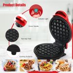 ⁦Yuragim Mini Waffle Maker, Small Non-Stick Waffle Iron for Quick Breakfast, Parties & Gifts, Red Plastic⁩ - الصورة ⁦5⁩