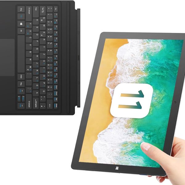 AWOW Windows 11 Tablet PC Intel N100 Quad-Core Processor, 12GB DDR5 RAM 256GB Storage, 10.1 Inch 2 in 1 Laptop Touchscreen with Detachable Keyboard, 2.4G+5G WiFi, Bluetooth, USB3.0, HDMI