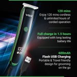 ⁦ماكينة حلاقة شعر في جي ار V-966 احترافية مع شاشة ال اي دي ذكية مدة التشغيل: ببطارية 120 دقيقة للرجال أخضر⁩ - الصورة ⁦6⁩