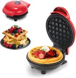⁦Yuragim Mini Waffle Maker, Small Non-Stick Waffle Iron for Quick Breakfast, Parties & Gifts, Red Plastic⁩ - الصورة ⁦8⁩