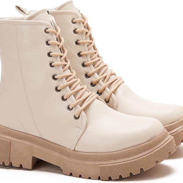 TGS womens Lace Up Chunky Boots Mid Calf Boot