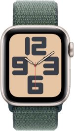 ⁦Apple Watch SE (2nd Gen) [GPS 40mm] Smartwatch with Starlight Aluminum Case with Lake Green Sport Loop One Size. Fitness and Sleep Trackers, Crash Detection, Heart Rate Monitor, Carbon Neutral⁩ - الصورة ⁦2⁩