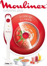 ⁦Moulinex DD1001EG Turbomix Plus, Hand Blender, 350 Watts, 800 Milliliters Plastic Beaker, 2 Blades, Hang-Up Ring, White and Red⁩ - الصورة ⁦4⁩