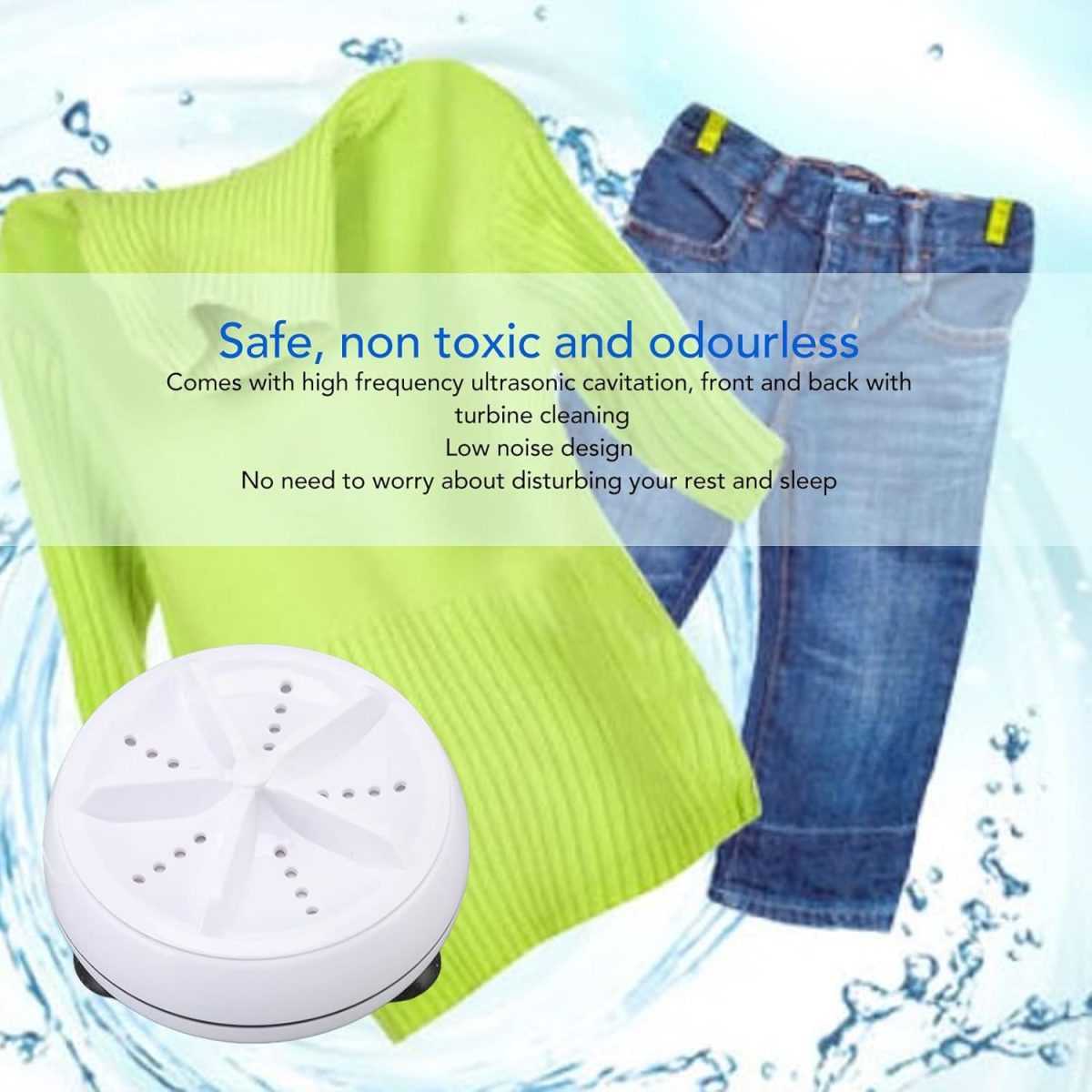⁦3.54in Portable Washing Machine with Suction Cups,Mini Washing Machine, 3 in 1 Bubble Cleaning USB Ultrasonic Powered Turbo Washing Machine & Sink Dishwasher for Camping, Travelling, Business Trip⁩ - الصورة ⁦6⁩