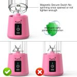 ⁦Pink Portable Mini Blender Bottle for Shakes & Smoothies - USB Rechargeable On-The-Go Mixer Cup for Fruit Juice & Protein⁩ - الصورة ⁦5⁩