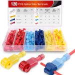 Nilight 120 Pcs/60 Pairs Quick Splice Wire Terminals T-Tap Self-stripping with Nylon Fully Insulated Male Quick Disconnects Kit