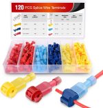 Nilight 120 Pcs/60 Pairs Quick Splice Wire Terminals T-Tap Self-stripping with Nylon Fully Insulated Male Quick Disconnects Kit