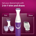 ⁦Philips Essential Bikini Trimmer. Trim. Shave & Style. Mini Shaving Head Included. Portable. Battery, Brt38315. 2 Years Warranty, Whitepurple⁩ - الصورة ⁦3⁩