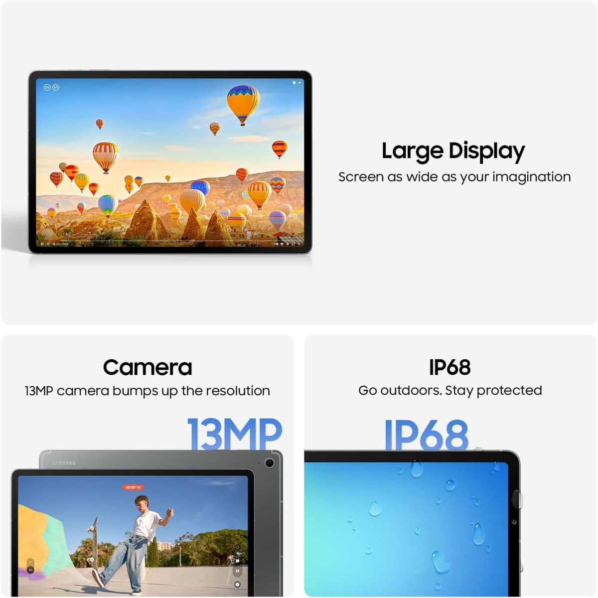 ⁦Samsung Galaxy Tab S10 FE Gray 256GB - AI Tablet, 10.9", 90Hz, 13MP Camera, IP68, S Pen Included (CAD Version & Warranty)⁩ - الصورة ⁦4⁩