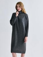 ⁦LC WAIKIKI Women Turtleneck Plain Long Sleeve Oversize Knitwear Dress⁩ - الصورة ⁦4⁩