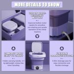 ⁦Roadtime Mini Portable Washing Machine, 8L Foldable With 3 Modes for Camping, Underwear, Lightweight Clothing, EU Plug (Purple)⁩ - الصورة ⁦6⁩