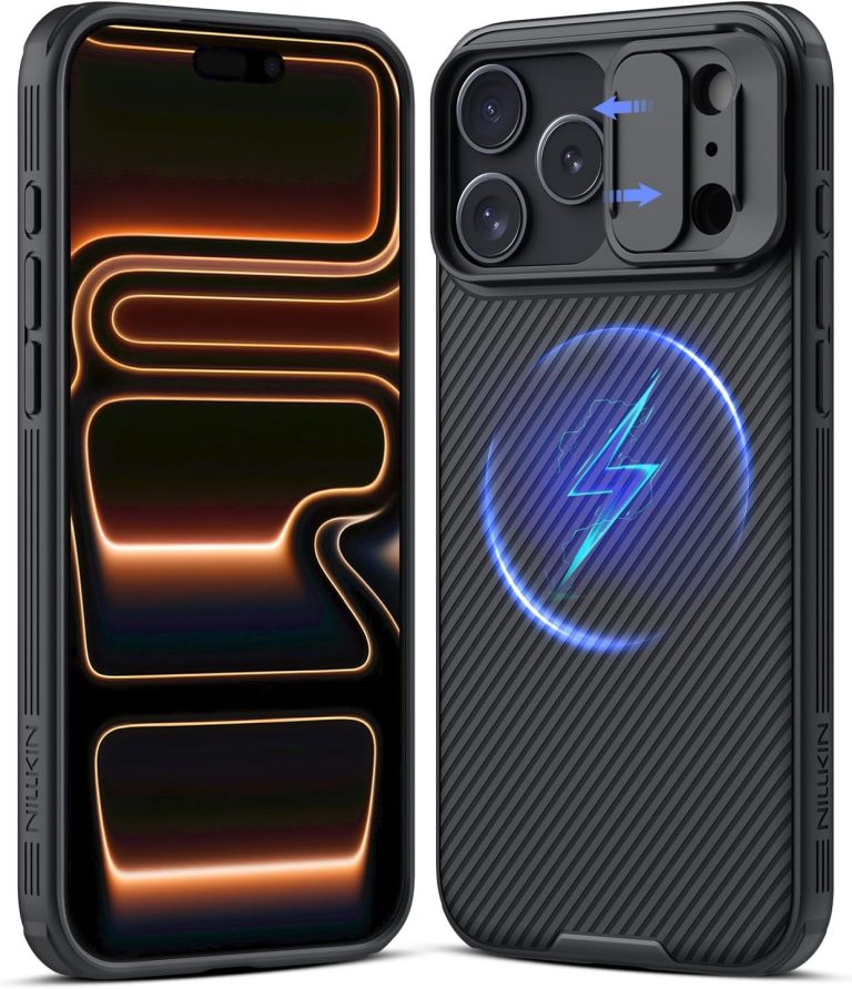 نيلكن جراب مغناطيسي لموبايل ايفون 17 برو ماكس 6.9 بوصة، متوافق مع ماج سيف، غطاء كاميرا منزلق، حماية الكاميرا، حماية من الدرجة العسكرية، جراب حماية رفيع، اسود