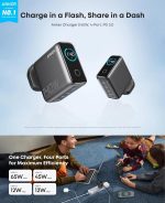 ⁦Anker Zolo Wall Charger 140W PD, GaN, 3Ports x USB-C, 1 x USB-A, Touchscreen, Compatible with iPhone, Samsung, Pixel, MacBook, Chromebook, AirPods and more, Dark Gray, 18 Months Warranty⁩ - الصورة ⁦6⁩