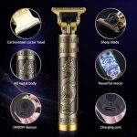 ⁦SHOPPOFOBIX Hair Trimmer For Men Buddha Style Trimmer, Professional Hair Clipper, Adjustable Blade Clipper, Shaver For Men, Retro Oil Head Close Cut Trimming Machine, 1200 mah battery, Gold⁩ - الصورة ⁦5⁩