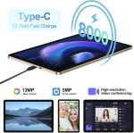 ⁦DMOAO Tablet 2024 Newest 11 Inch Tablet Android 14 Tablets with 128GB + 20GB Large Storage, Octa-Core 2.0Ghz, 8000mAh,18W Fast Charging, 5G WiFi, GPS, 5+13MP Camera, Widevine L1, Face Unlock-Gold⁩ - الصورة ⁦5⁩