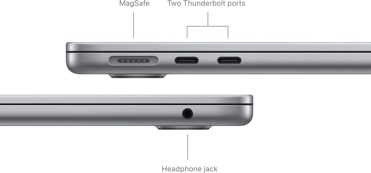 ⁦Apple 2024 MacBook Air 13-inch Laptop with M3 chip: 13.6-inch Liquid Retina Display, 8GB Unified Memory, 256GB SSD Storage, Backlit Keyboard, 1080p FaceTime HD Camera, Touch ID; Space Gray⁩ - الصورة ⁦5⁩