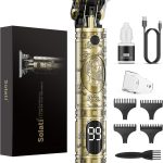 Hair clippers beard trimmer for men, professional cordless hair trimmer t-bladeds outliner grooming baldheaded shaver with 1500mah battery and 180 mins working time gifts for men (#2)