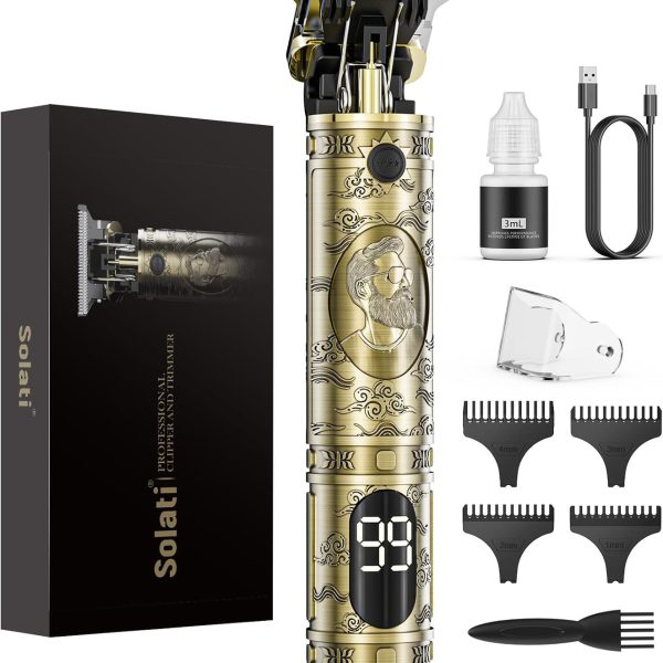 Hair clippers beard trimmer for men, professional cordless hair trimmer t-bladeds outliner grooming baldheaded shaver with 1500mah battery and 180 mins working time gifts for men (#2)