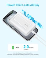 ⁦Anker Zolo Magnetic Power Bank, Compact 10,000 mAh Charger with 30 W Max. Fast Charging, Wireless and Portable, Skin-Friendly and Robust Battery, for iPhone 17/16/15 Series, AirPods and More⁩ - الصورة ⁦3⁩