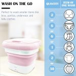 ⁦PETOLUTION Portable Mini Washing Machine, Small Foldable Clothes Washing Bucket for Camping, RV, Travel, Small Spaces, Foldable, Lightweight and Easy to Carry and Store (Pink)⁩ - الصورة ⁦3⁩