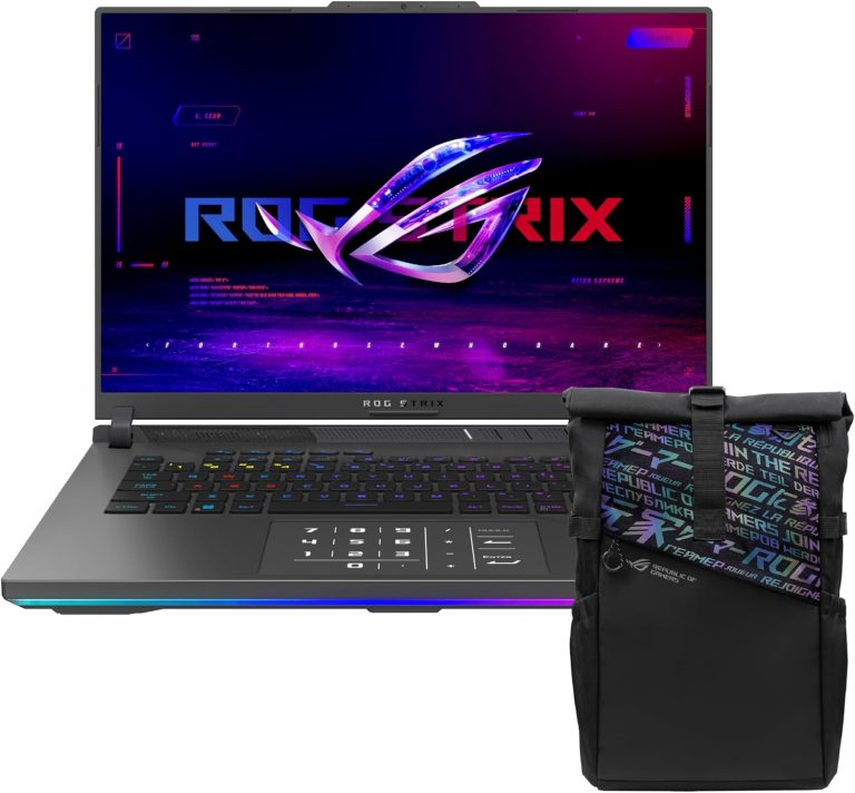 ASUS ROG STRIX G16 G614JIR-N3009W- I9 14900HX- 16GB DDR5-1TB SSD- RTX 4070 8GB- 16″ FHD 165HZ- WIN 11- ROG BACKPACK