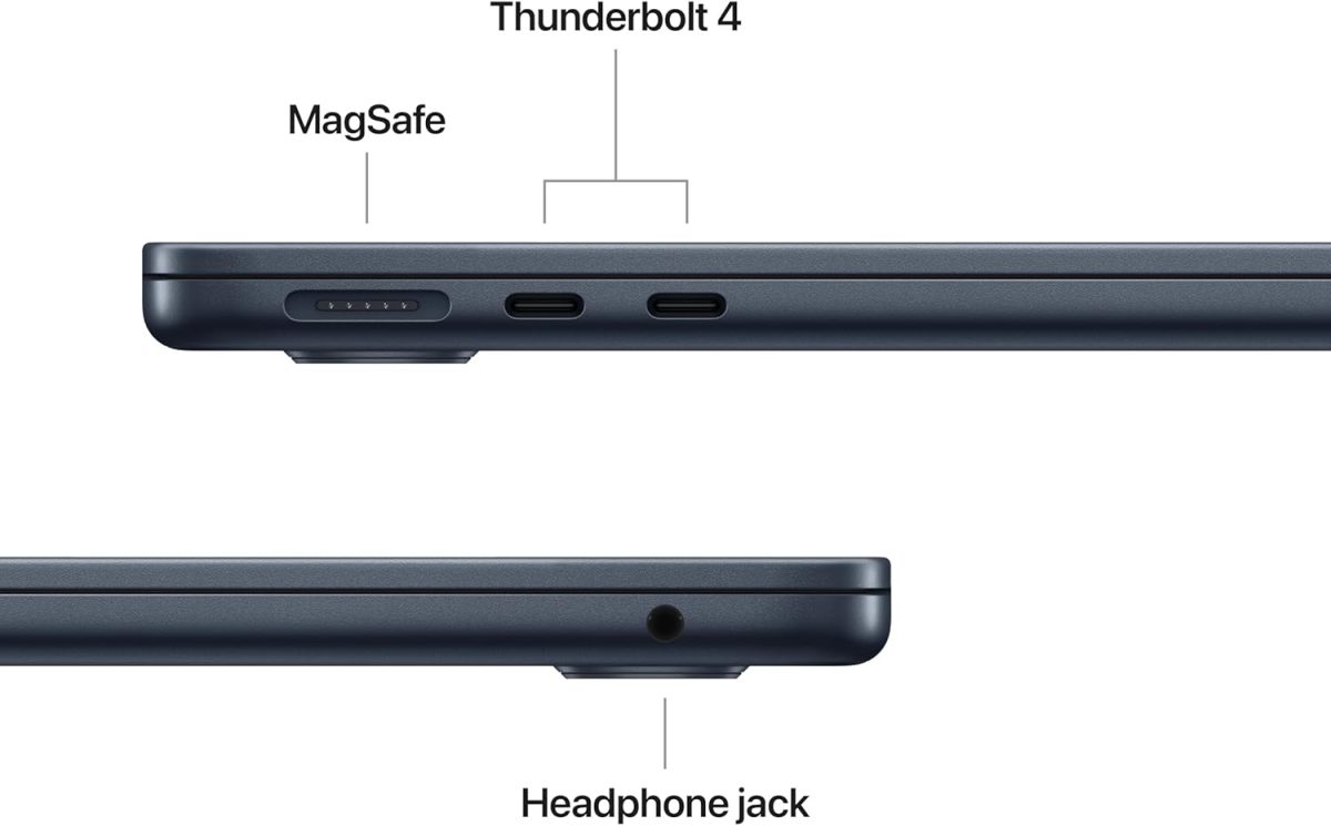 ⁦Apple 2025 MacBook Air 13-inch Laptop with M4 chip: Built for Apple Intelligence, 13.6-inch Liquid Retina Display, 16GB Unified Memory, 256GB SSD Storage, 12MP Center Stage Camera, Touch ID; Midnight⁩ - الصورة ⁦6⁩