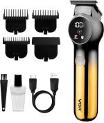 VGR Men's Beard Trimmer Rechargeable with Turbo Mode - Professional Ceramic Blades - Cordless Hair Clippers - Electric Shaver Razor