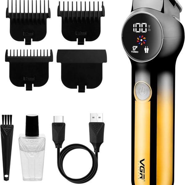 VGR Men's Beard Trimmer Rechargeable with Turbo Mode - Professional Ceramic Blades - Cordless Hair Clippers - Electric Shaver Razor