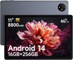 Ulefone A11 Pro Android 14 Tablet - 16GB RAM + 256GB ROM, 11" Display, 8800mAh Battery, Quad Stereo Speakers, 16MP + 8MP Camera, 4G Dual SIM