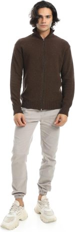 ⁦Andora Mens Ribbed Neck & Trim Zipper Sweater Pullover Sweater⁩ - الصورة ⁦5⁩