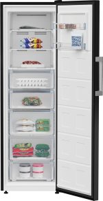 ⁦Beko Upright Freezer -No Frost - 8 Drawers (5 Drawers + 3 Shelfs) - 286 Liters Net Capacity - Digital Tact Display Control - Black - B3RFNE314ZXPEB1⁩ - الصورة ⁦2⁩