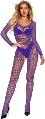 ⁦Babydoll Lingerie Women Sexy Bodysuit Fishnet Nightwear Underwear Sleepwear Pink Lingerie Bodysuit with Stockings⁩ - الصورة ⁦2⁩