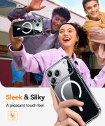 ⁦CANSHN Magnetic Compatible with iPhone 17 Pro Max Case Clear, Upgraded [Full Camera Protection] [Compatible with Magsafe] Non-Yellowing Protective Shockproof Bumper Phone Cover 6.9 Inch - Clear⁩ - الصورة ⁦6⁩