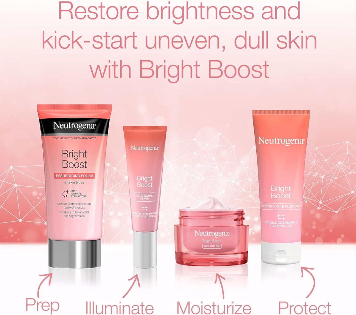 ⁦Neutrogena Gel Cream, Bright Boost, reduces appearance of dark spots, uneven skin tone and fine lines , lightweight formula ,50 ml⁩ - الصورة ⁦6⁩