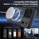 ⁦نيلكن جراب مغناطيسي لموبايل ايفون 17 برو ماكس 6.9 بوصة، متوافق مع ماج سيف، غطاء كاميرا منزلق، حماية الكاميرا، حماية من الدرجة العسكرية، جراب حماية رفيع، اسود⁩ - الصورة ⁦5⁩