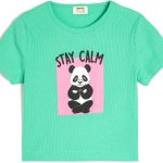 KOTON Girls Short Sleeve T-Shirt Modern