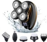 VGR V-316 Mens Head Shaver for Bald Men 5 in 1 LED Electric Cordless Razors USB Rechargeable Wet & Dry Grooming Kit Nose Hair Trimmer IPX5-Waterproof