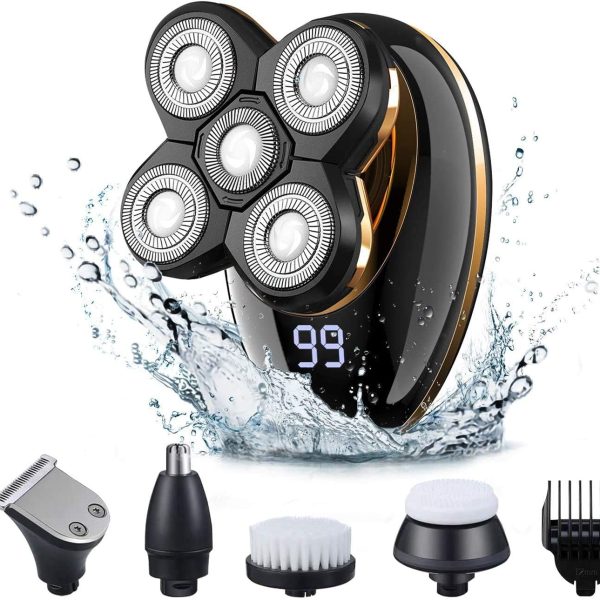 VGR V-316 Mens Head Shaver for Bald Men 5 in 1 LED Electric Cordless Razors USB Rechargeable Wet & Dry Grooming Kit Nose Hair Trimmer IPX5-Waterproof
