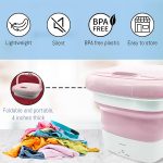 ⁦PETOLUTION Portable Mini Washing Machine, Small Foldable Clothes Washing Bucket for Camping, RV, Travel, Small Spaces, Foldable, Lightweight and Easy to Carry and Store (Pink)⁩ - الصورة ⁦5⁩