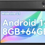 FYMLCPFY Android 14 Tablet 10 Inch Octa-Core 8GB+64GB(TF 1TB), 1280x800 HD IPS Wi-Fi 6 Model/Widevine L1/5000mAh/Dual Camera/Face ID PC 2024 - Black