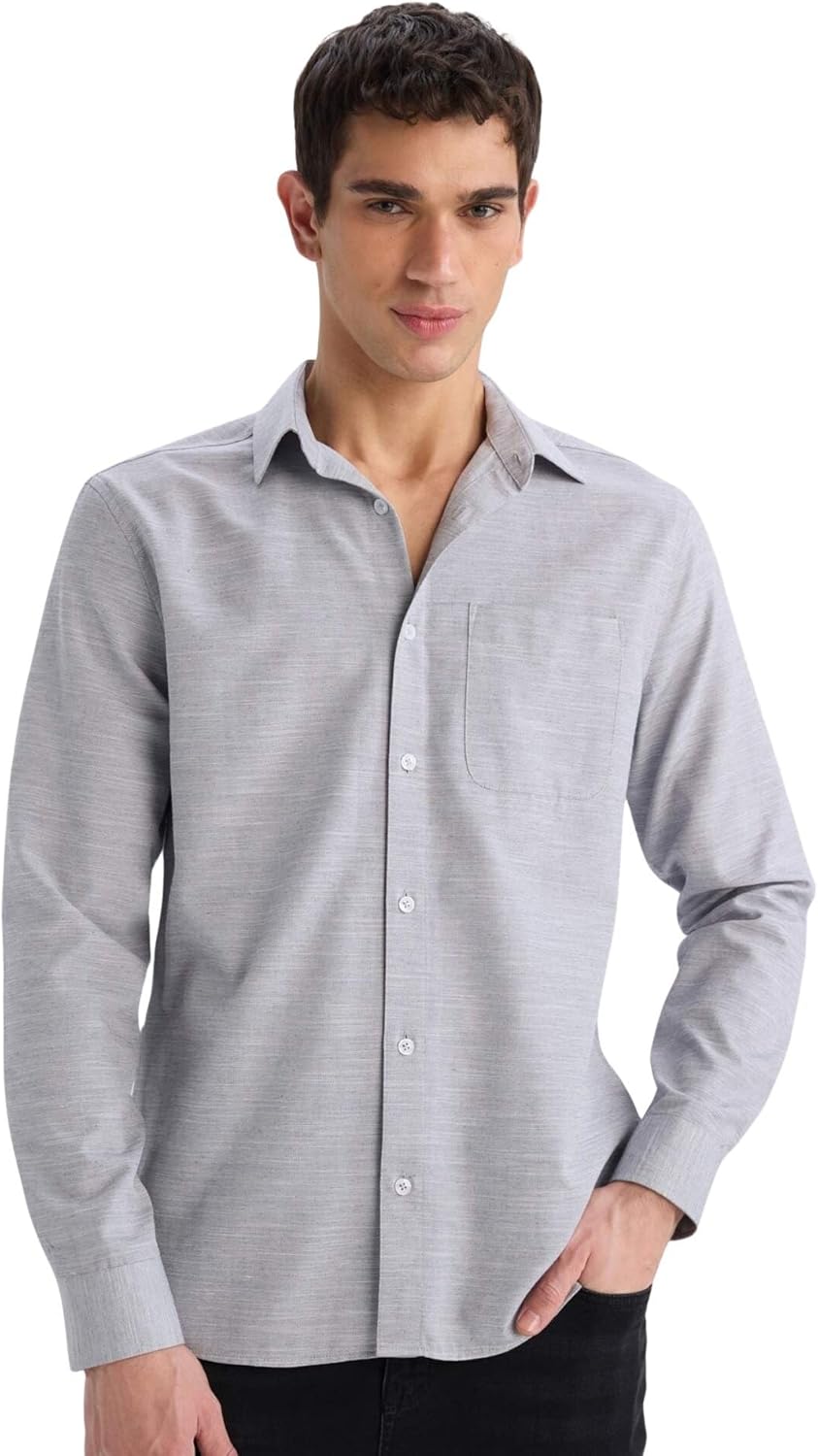 71snEi9b0sL._AC_SL1500_.jpg قميص عصري بأكمام طويلة ورقبة بولو وأكمام طويلة للرجال E5045AX من ديفاكتو