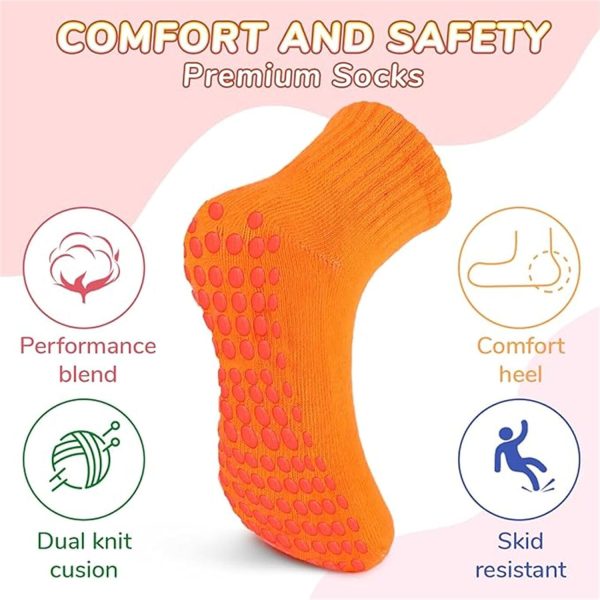 شراب كاحل مضادة للانزلاق للأطفال - 6 أزواج شرابات ترامبولين للأطفال الصغار من الجنسين من سن عامين وحتى 13 عام - متعدد الألوان - زوج واحد